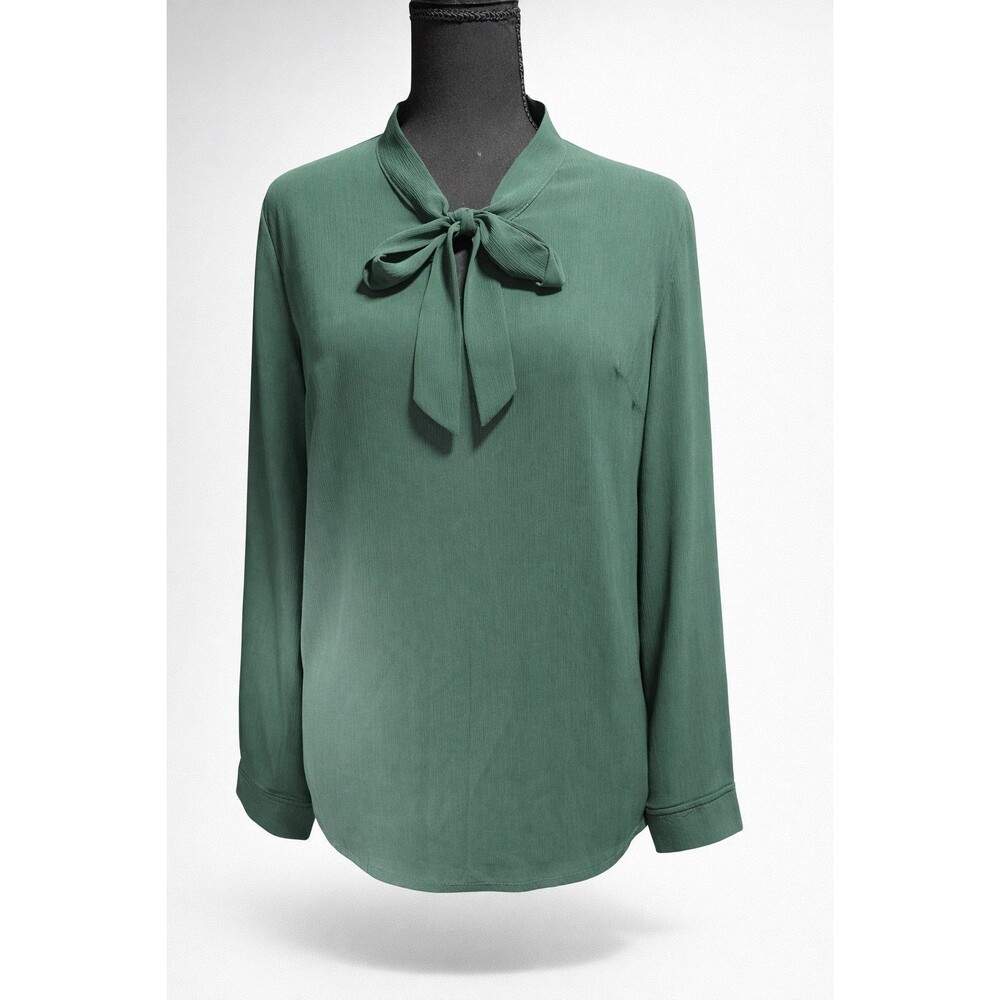 ACEVOG Women’s Tie Neck Blouse Green Size Medium